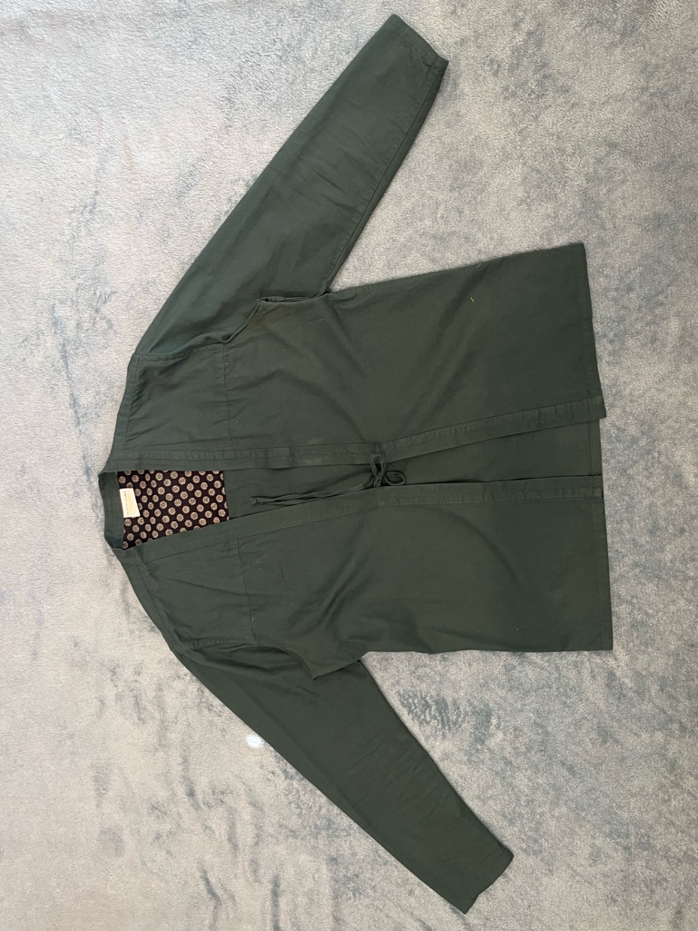 Dark Green Men’s Lightweight Tie-Waist Jacket - Akashi Kama Noragi